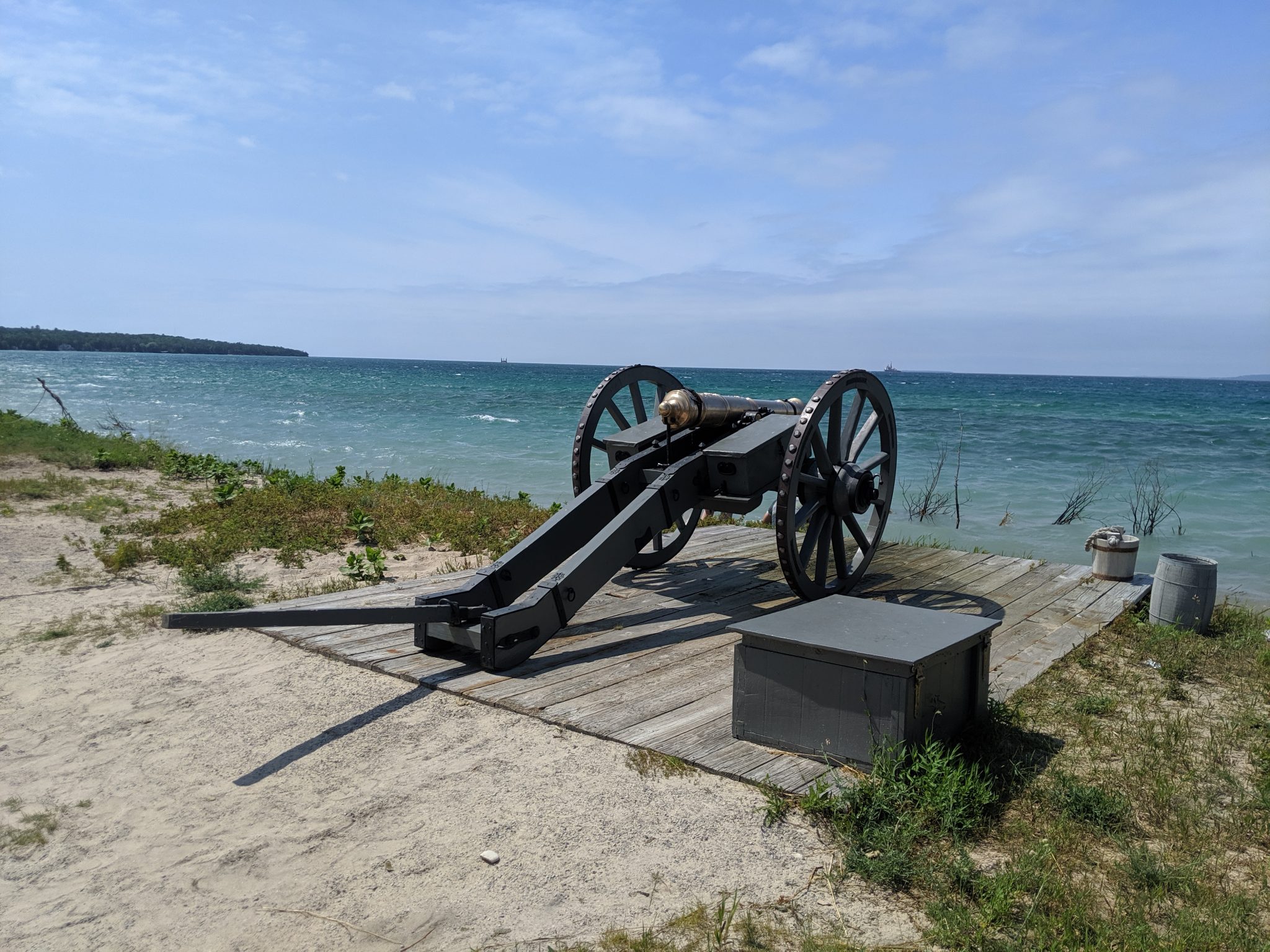 Cannon defending Lake Michigan in Mackinaw City.