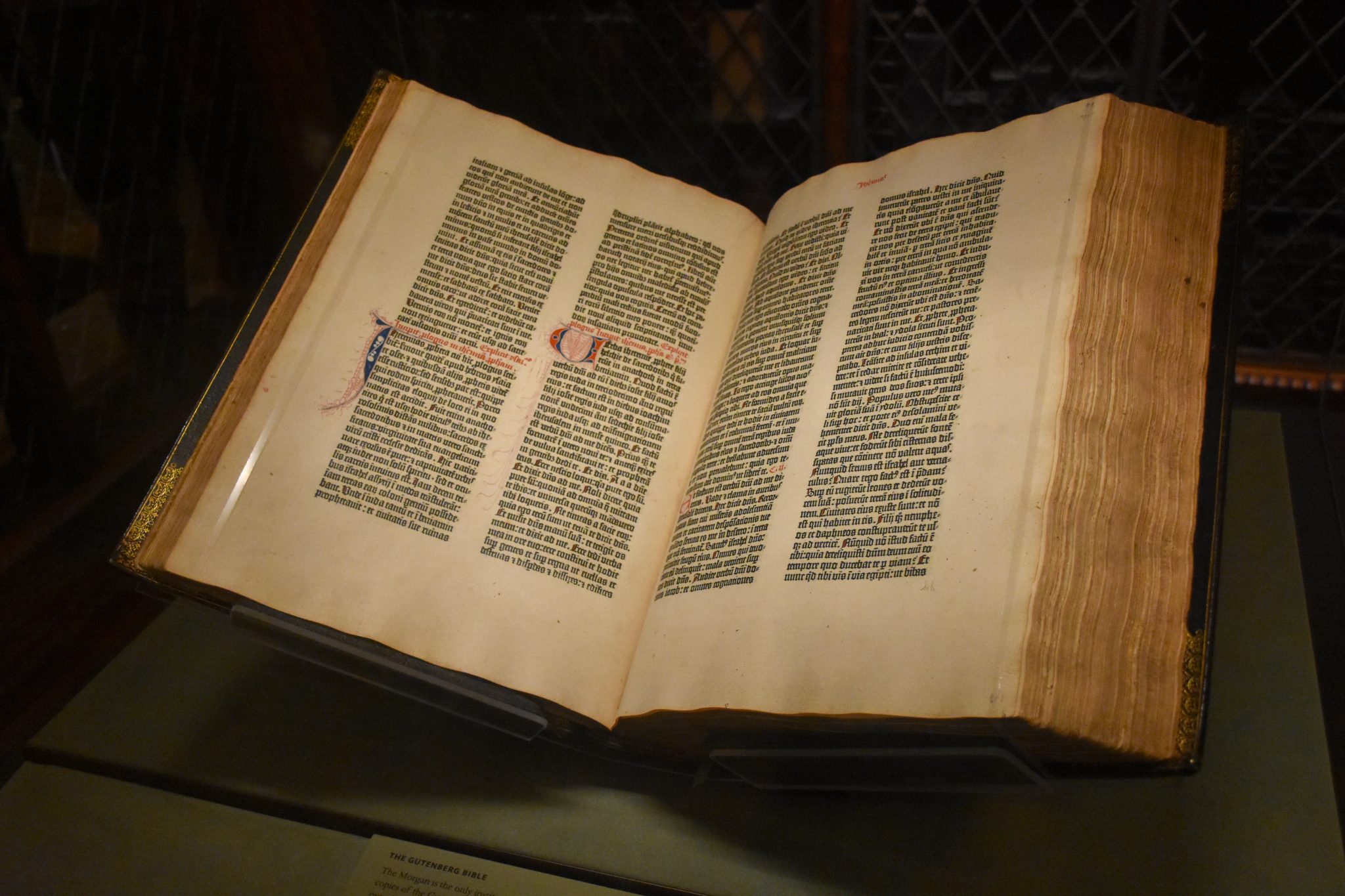 One of the original copies of the Gutenberg Bible in the Morgan Library in New York