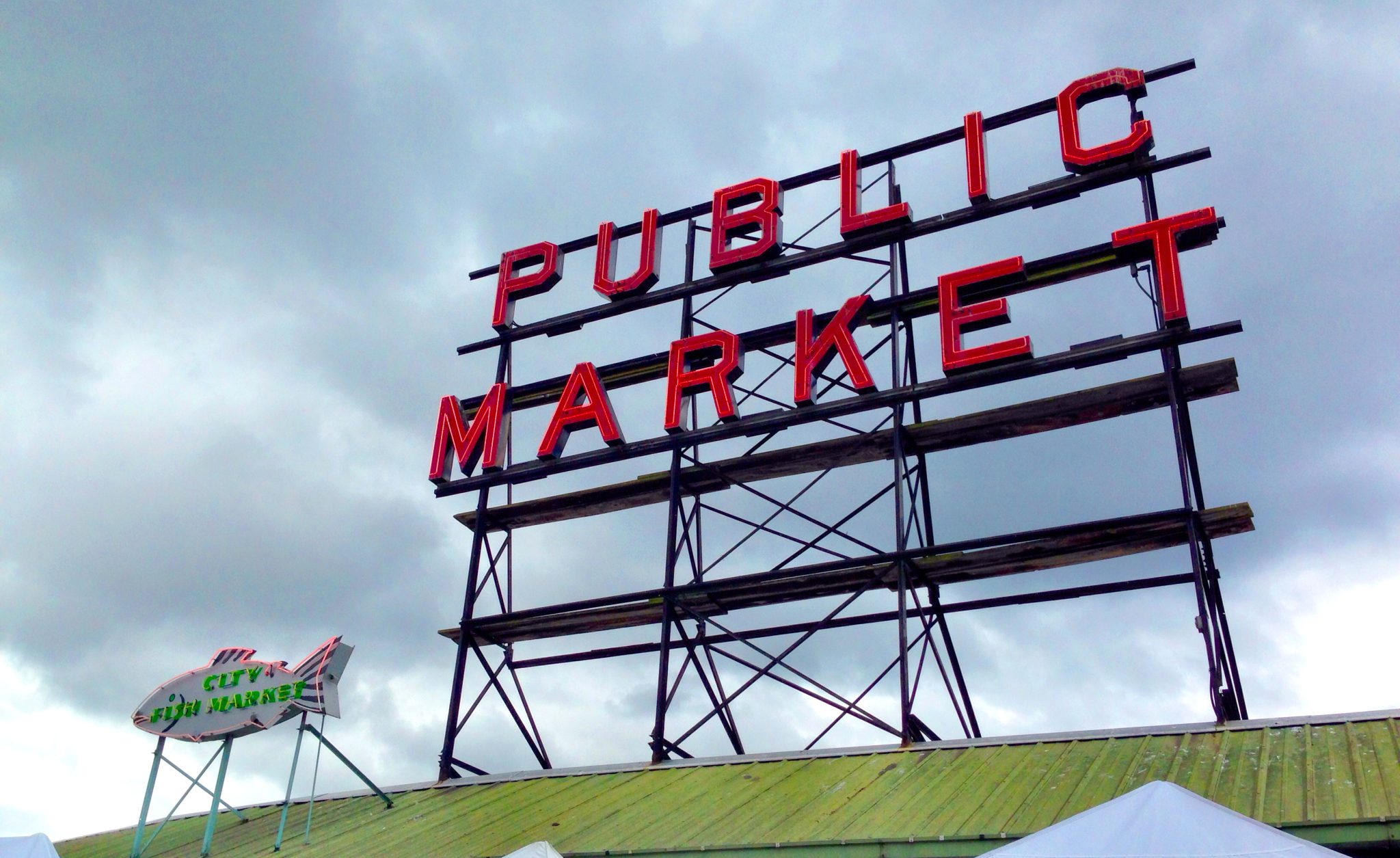 Pikes Public Market Sign In Seattle