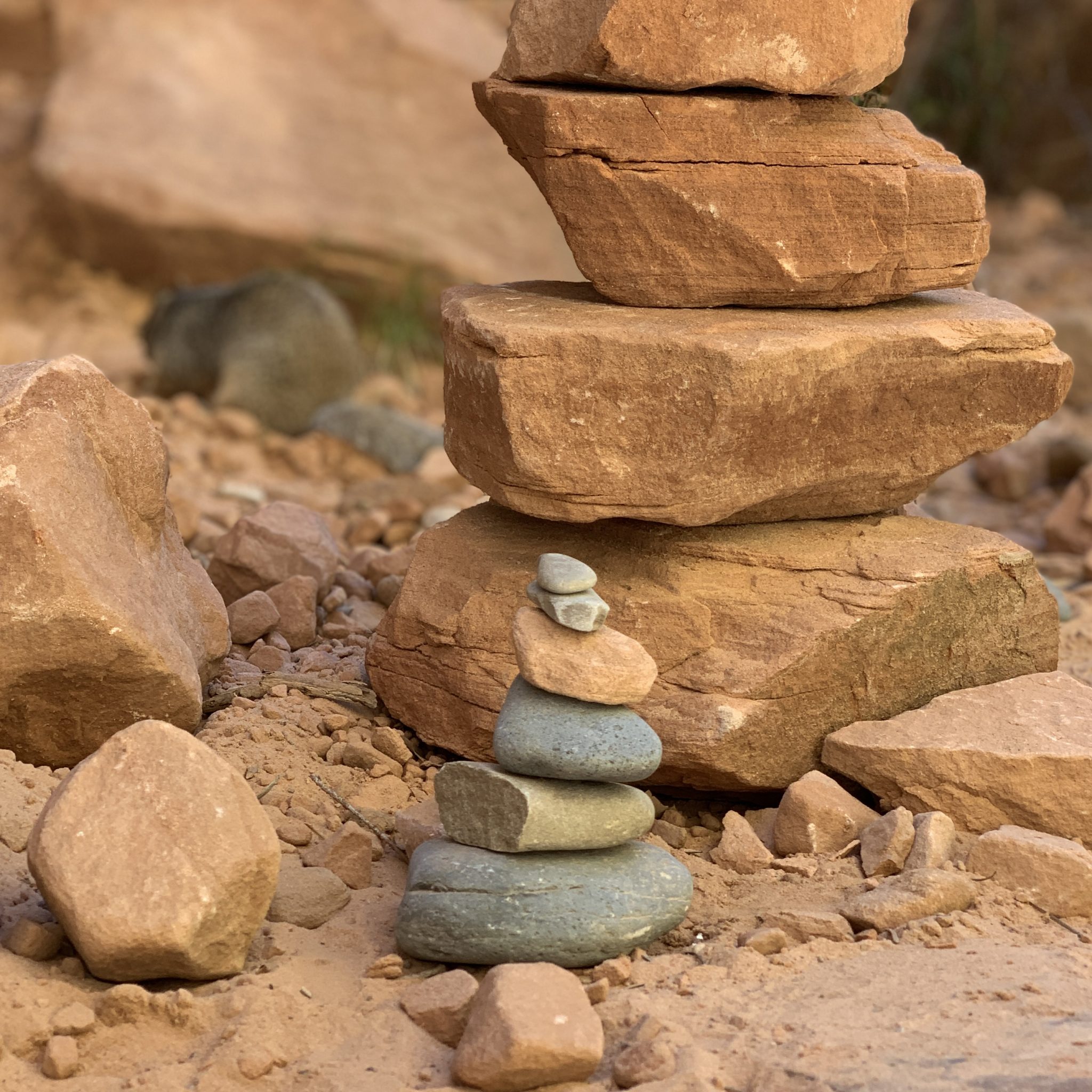 Stacked Rocks In The Dirt