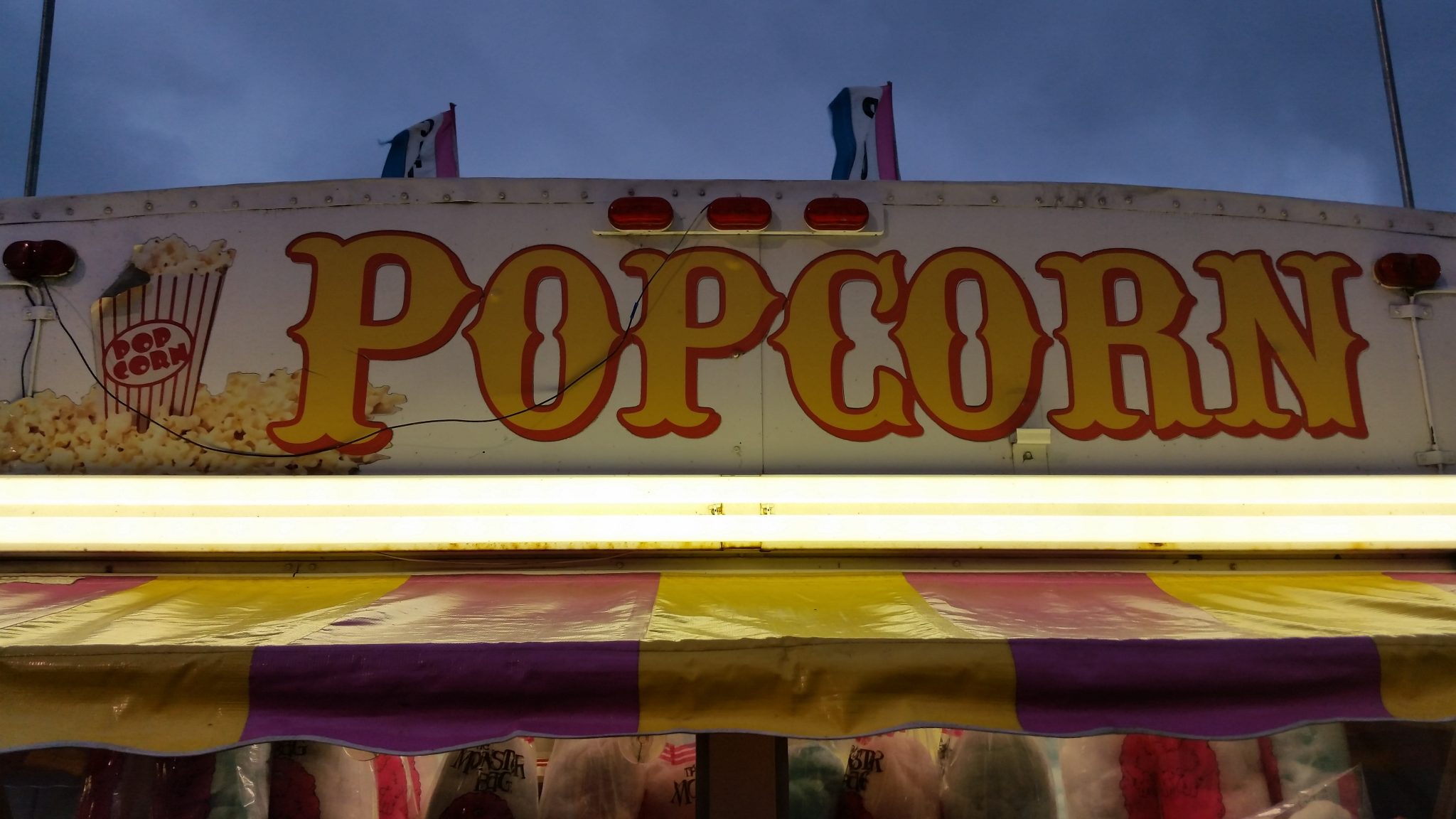 Popcorn sign at the county fair