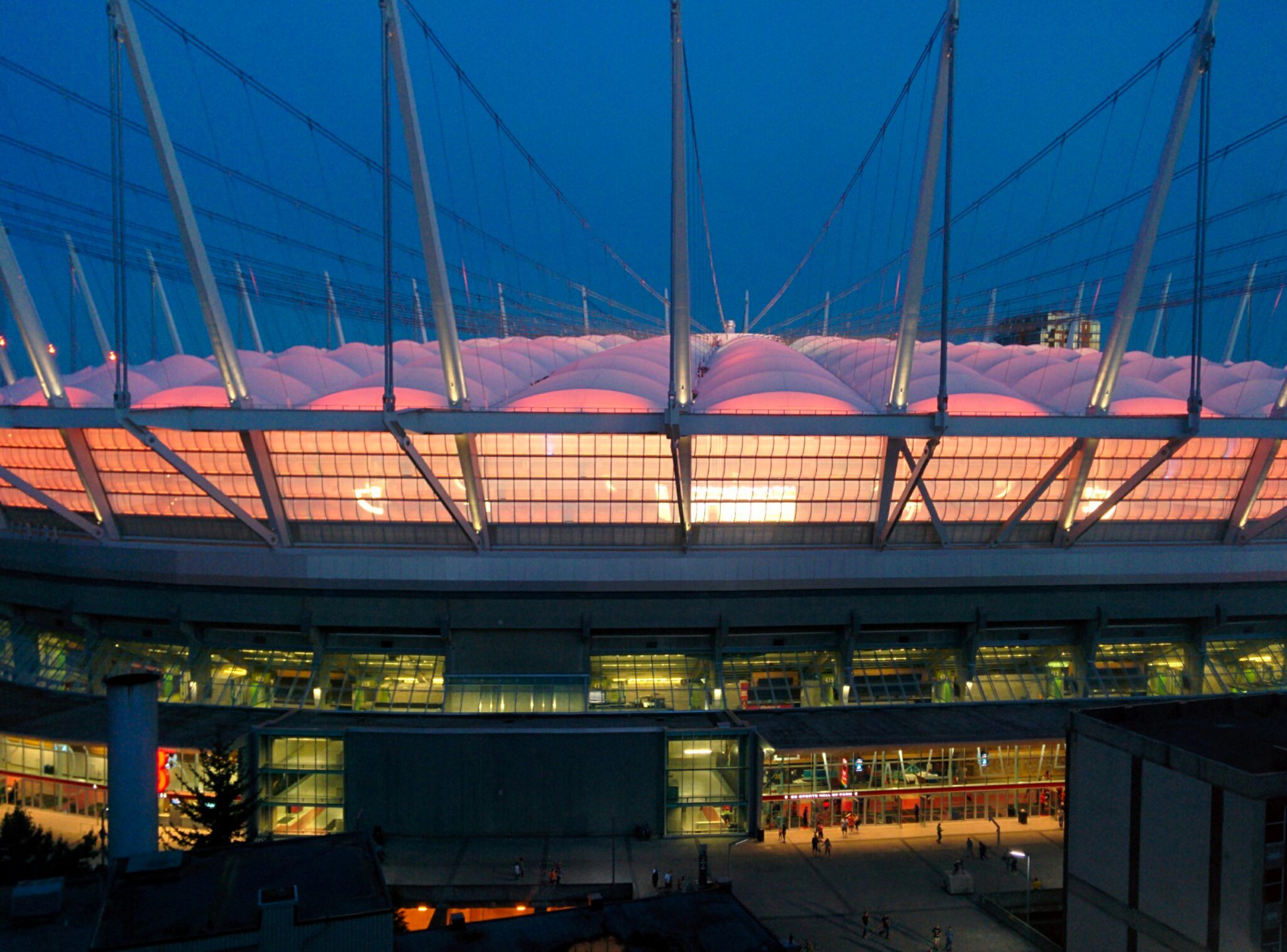 BC Place Stadium from the outside at night