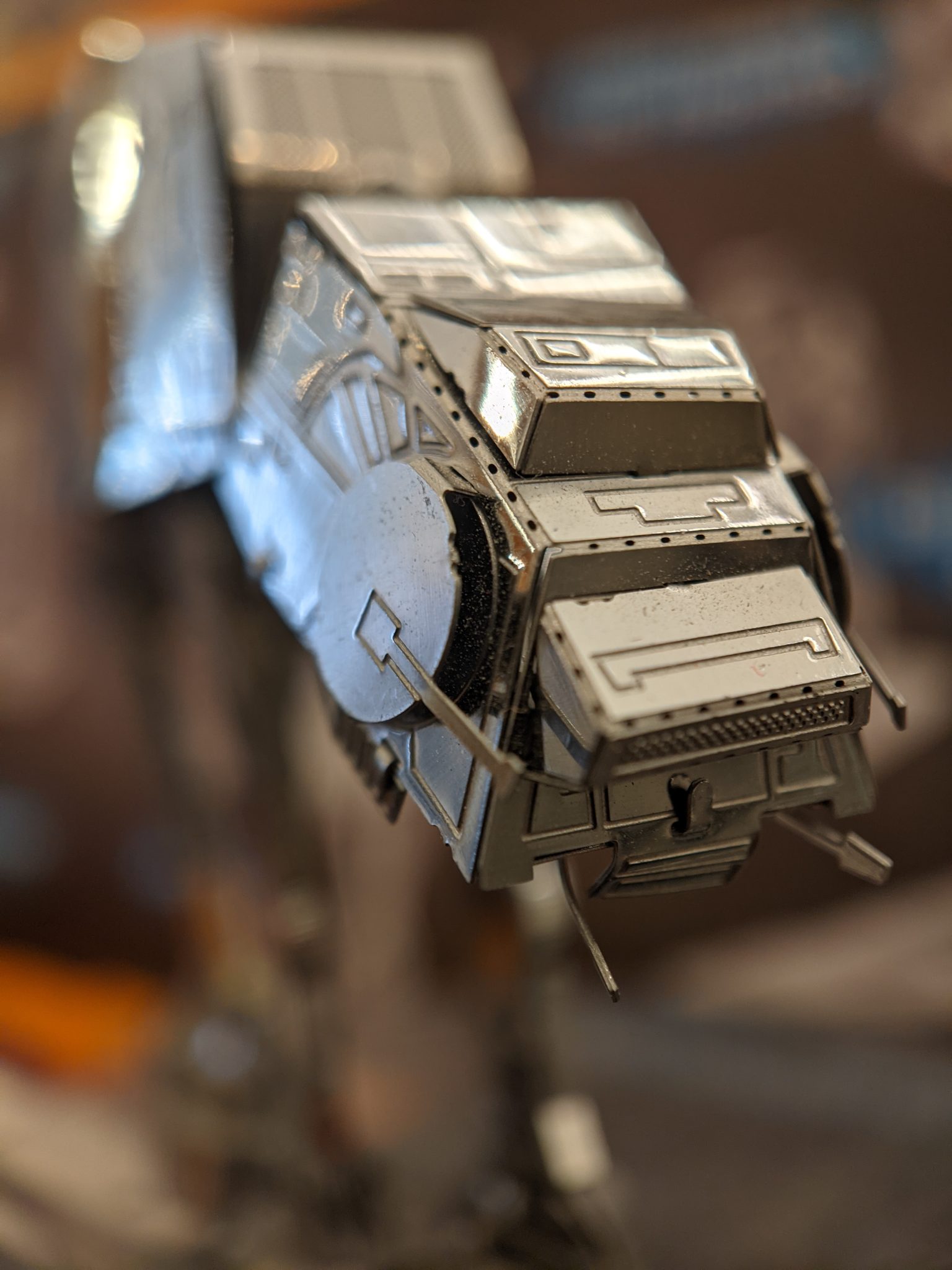 Closeup of a model of an AT-AT walker