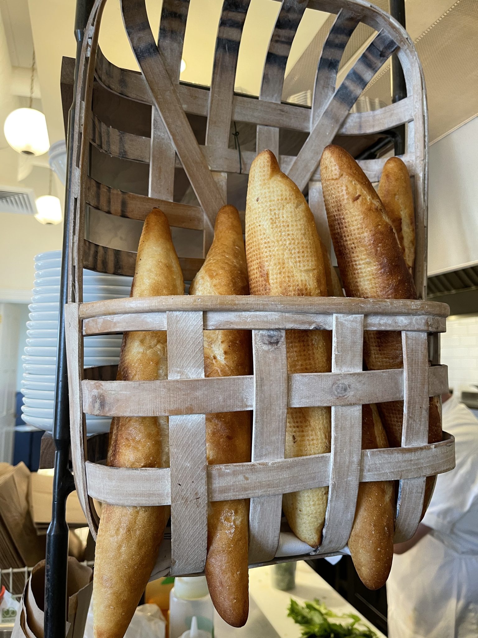 Baguettes in a basket.