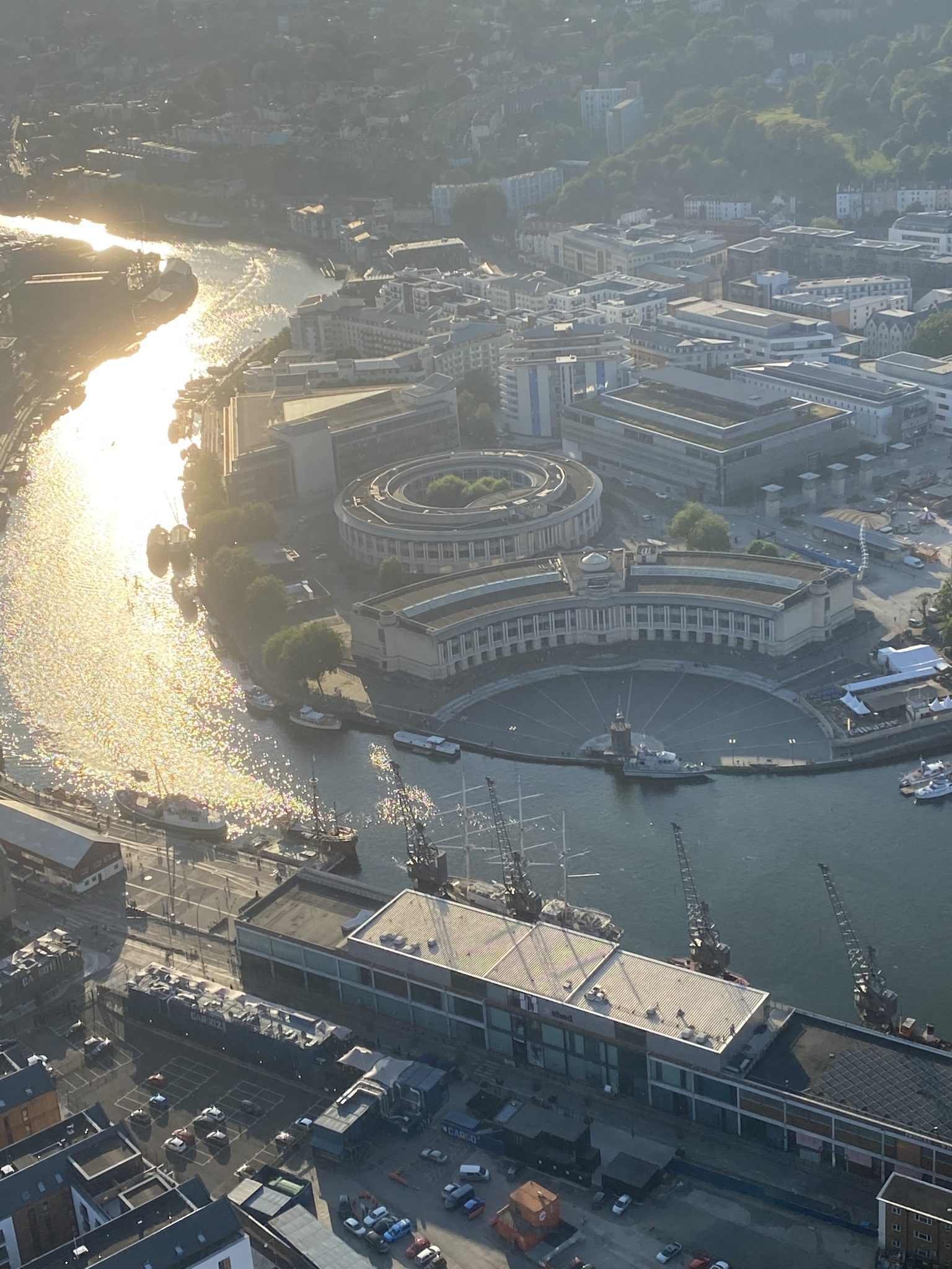 Aerial view of Bristol harbour (taken from a hot air balloon)