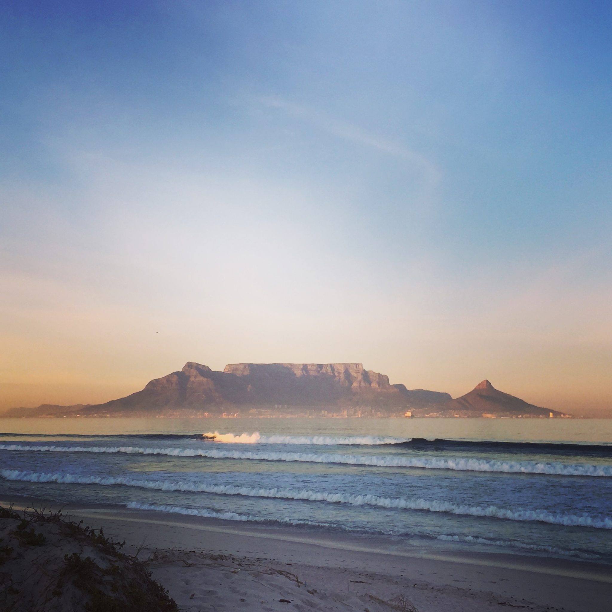 Table Mountain, viewed from the suburb of Bloubergstrand, Cape Town, South Africa