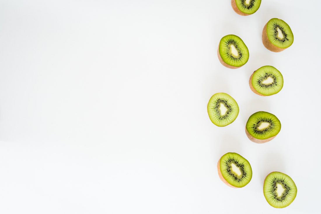 Sliced Kiwi Fruit on White Background