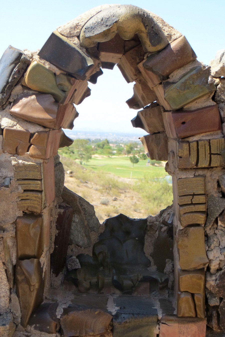 view through stone arch