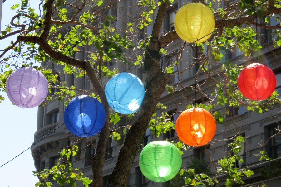 Chinese lanterns in tree