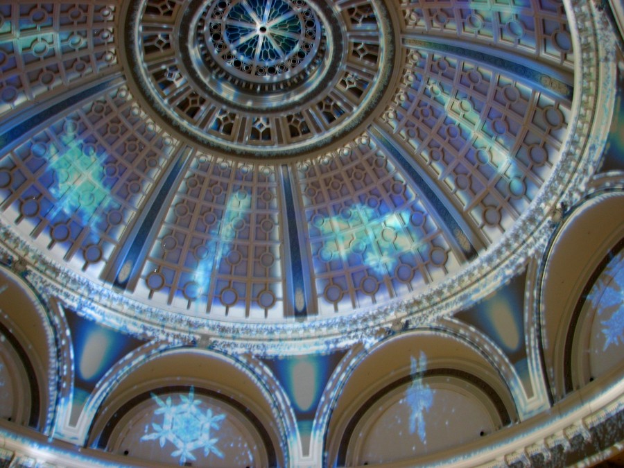 dome with snowflake lights