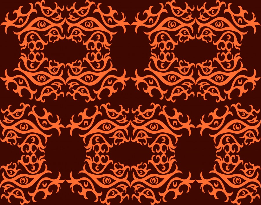 Abstract brown seamless pattern with eyes.