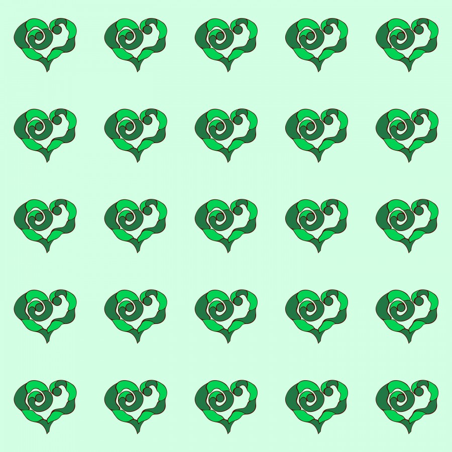 Seamless pattern with green hearts.