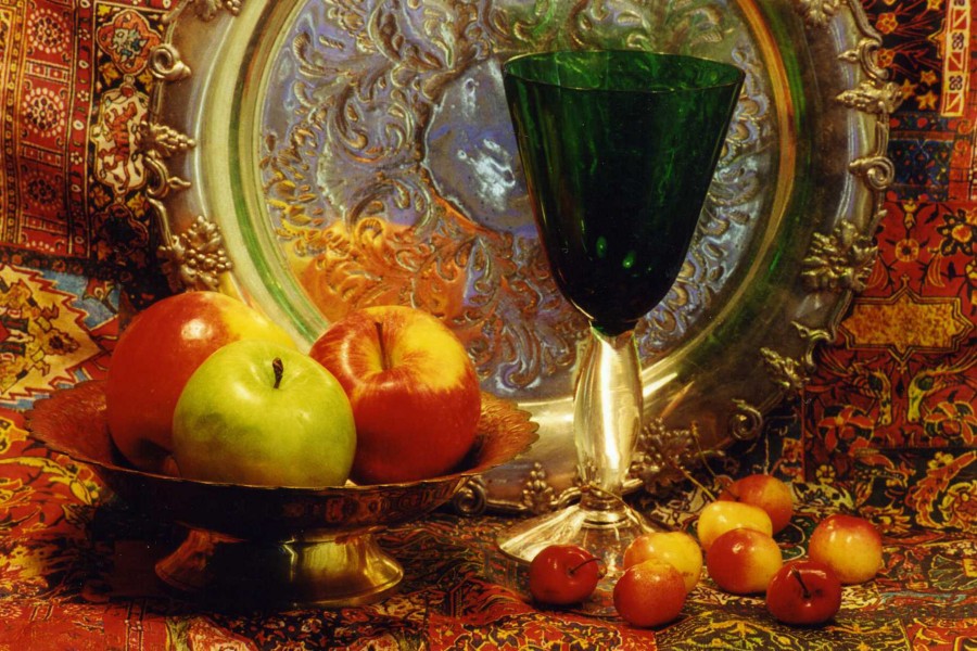 still life with green glass