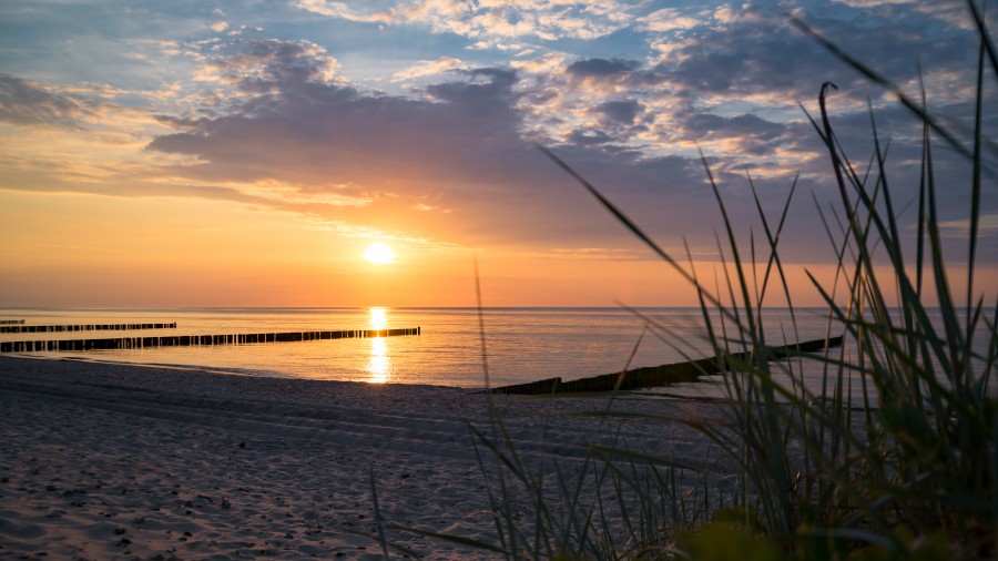 Sunset on the Baltic Sea beach