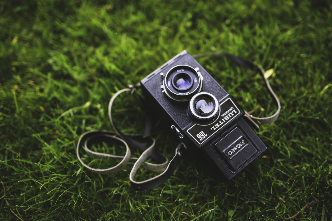Vintage Camera on The Grass