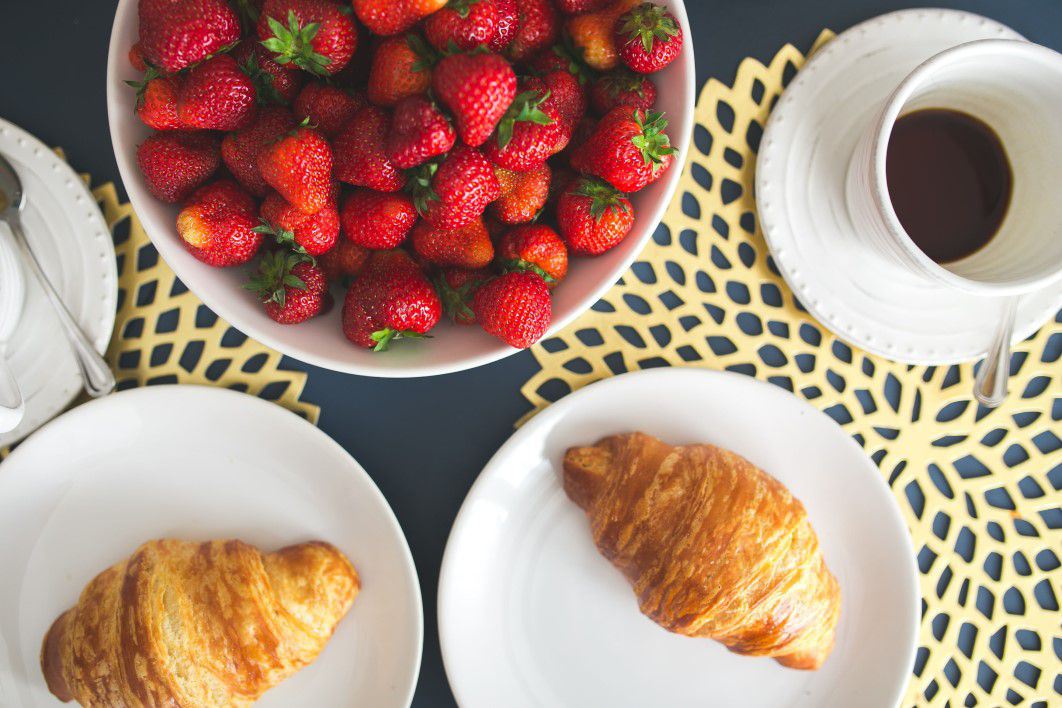Croissants Coffee and Strawberries