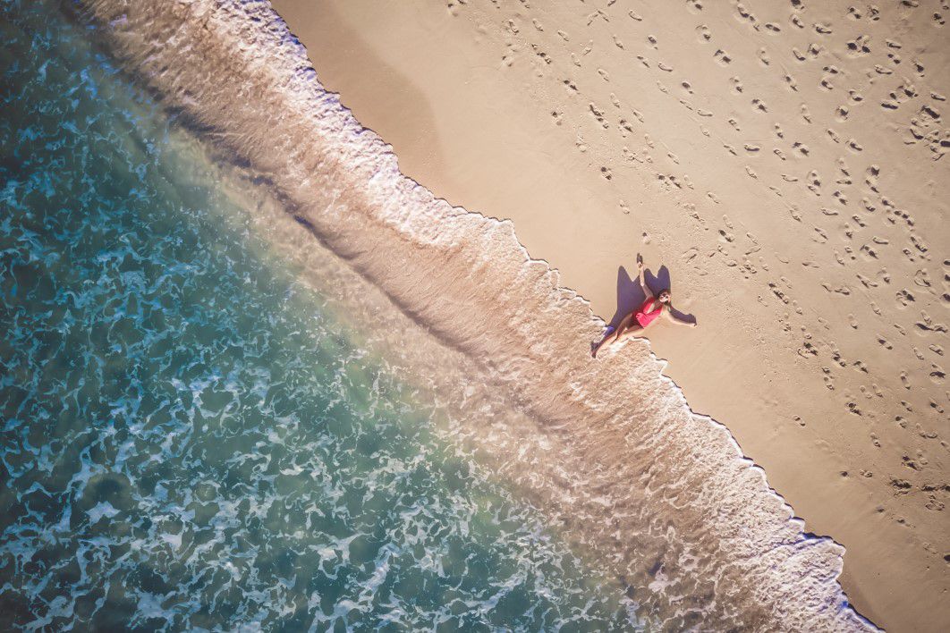 Drone Woman Beach