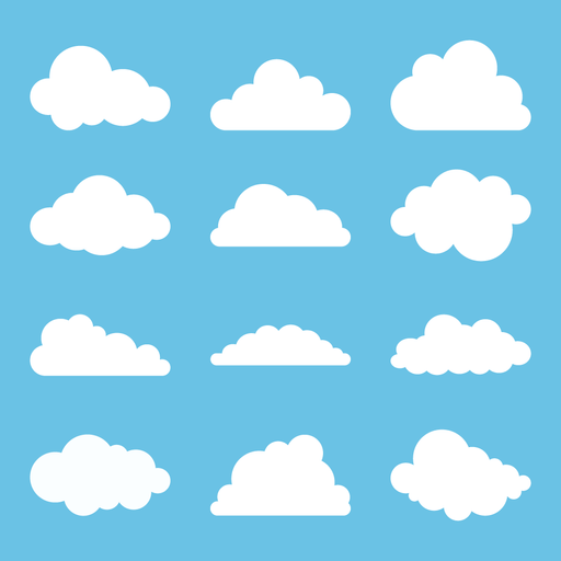 Set of Cartoon Cloud Flat Design Vector Graphics