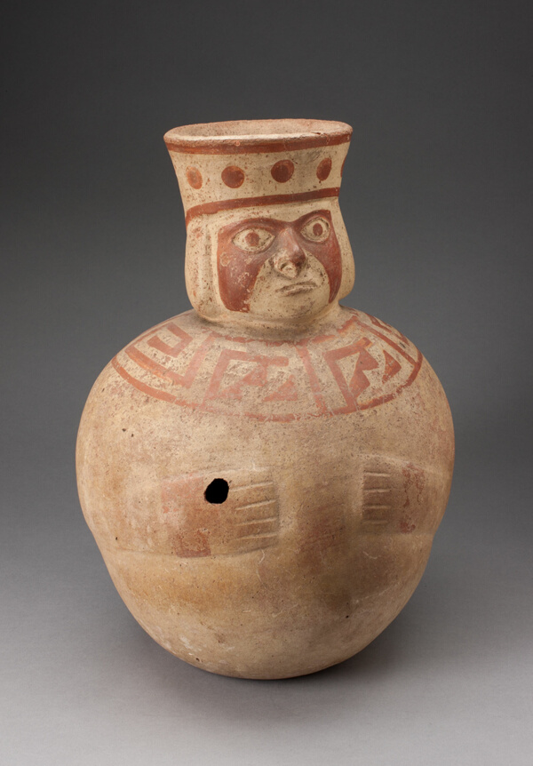 Jar in the Form of an Abstract Figure with Modeled Head and Wide Collar