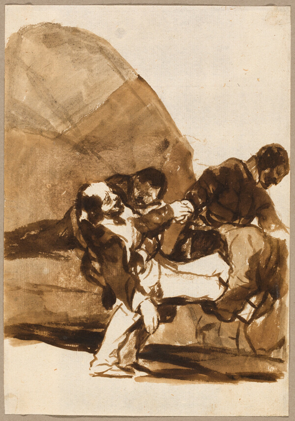 Three Men Carrying a Wounded Soldier, from the Images of Spain, Album F
