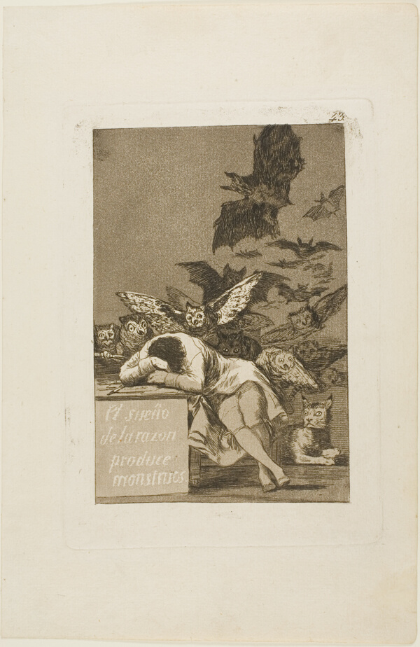 The Sleep of Reason Produces Monsters, plate 43 from Los Caprichos