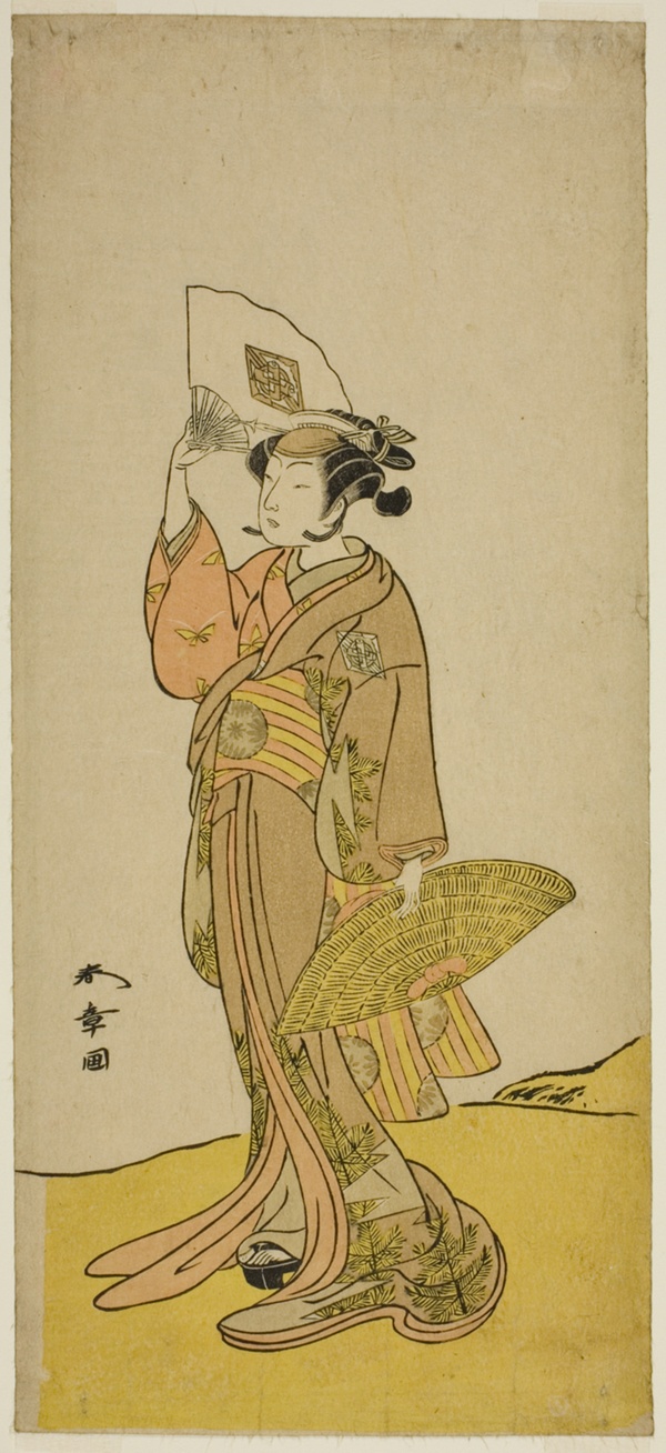 The Actor Nakamura Matsue I as Kasaya Sankatsu (?) in the Play Hana no Gosho Konegen Butai (?), Performed at the Nakamura Theater (?) in the Eighth Month, 1772 (?)
