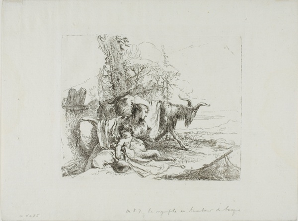 A Nymph with a Small Satyr and Two Goats, from Capricci