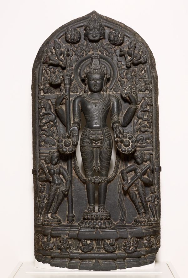 God Vishnu with Goddesses Lakshmi and Sarasvati