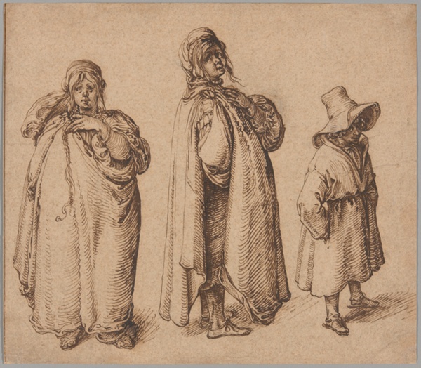 Two Studies of a Roma Woman and a Roma Boy in a Large Hat