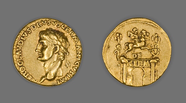 Aureus (Coin) Portraying Nero Claudius Drusus