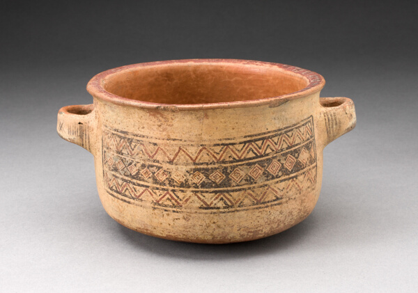 Minature Handled Bowl with Textile-like Design