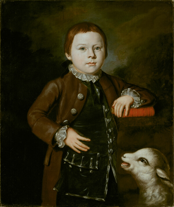 Boy of Hallett Family with Lamb