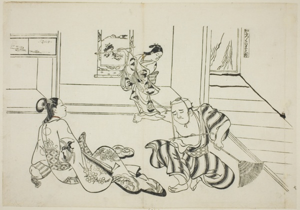 Child Attendant and Bald Tengu of Mt. Kurama (Kaburo Kurama Tengu), no. 7 from a series of 12 prints depicting parodies of plays