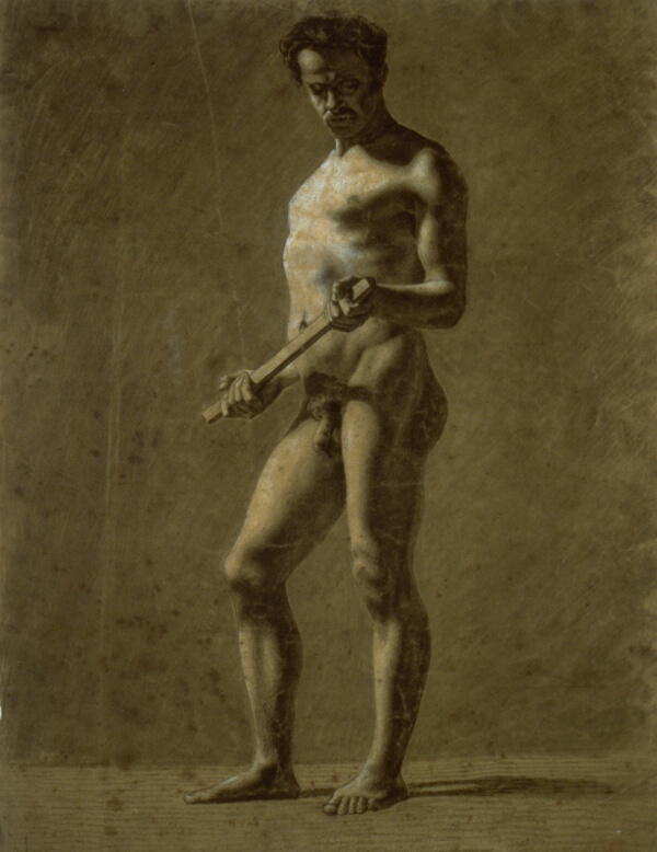 Standing Academic Male Nude (recto); Sketch of Upper Arm (verso)