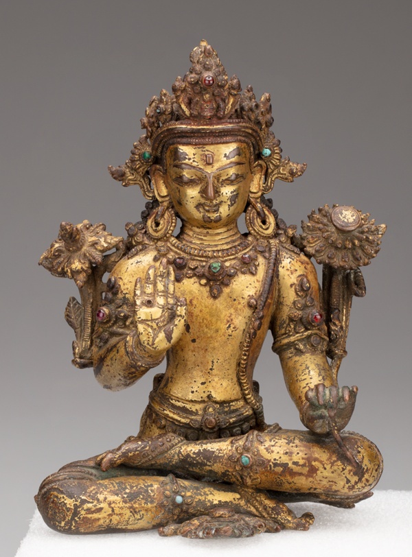 Bodhisattva Avalokiteshvara Seated with Hand in Gesture of Reassurance (Abhayamudra)