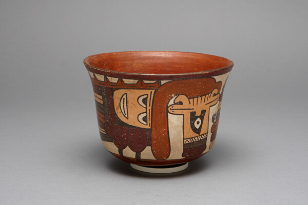Small Cup Depicting a Costumed Ritual Performer