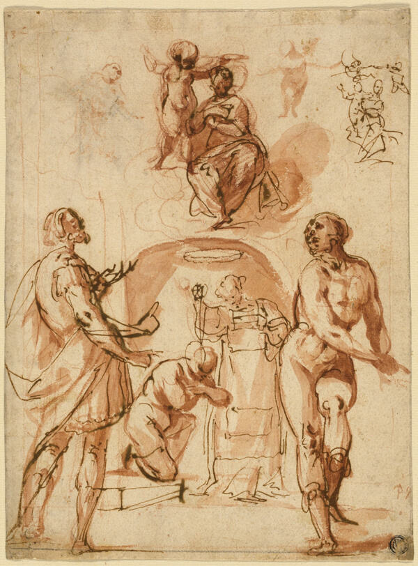 Sketches: Virgin and Child; Virgin and Child with Two Saints; Saint Baptizing Kneeling Figure