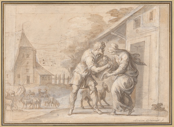 The Goatherd Lamon Handing the Infant Daphnis to His Wife Myrtele