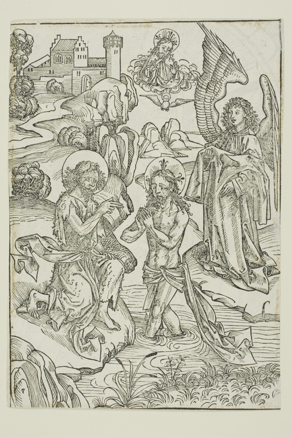 The Baptism of Christ (verso); The Circumcision of Christ (recto), pages 34 and 33, from the Treasury (Schatzbehalter)