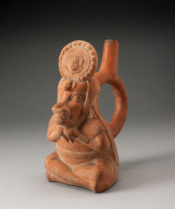 Handle Spout Vessel in Form of a Royal Messenger with the Head of a Fox