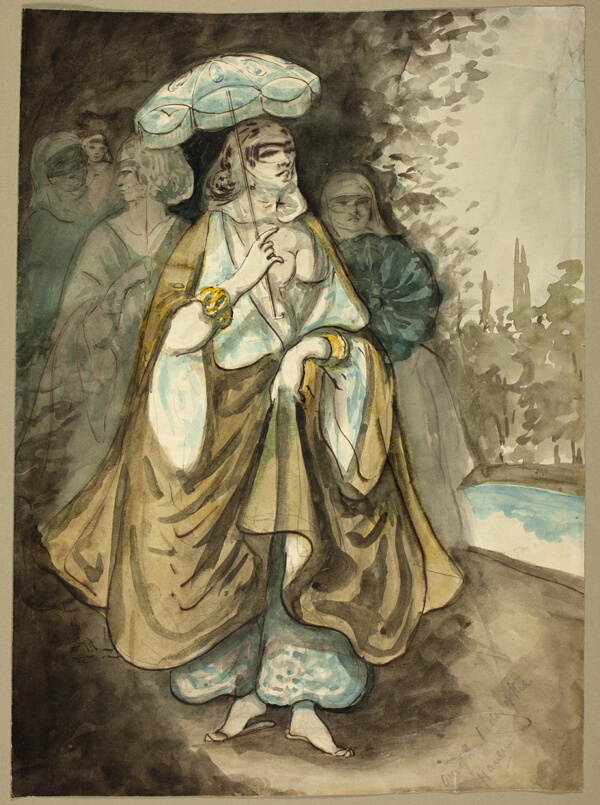 One of the Ladies of the Harem (recto); Fragment of a Landscape (verso)