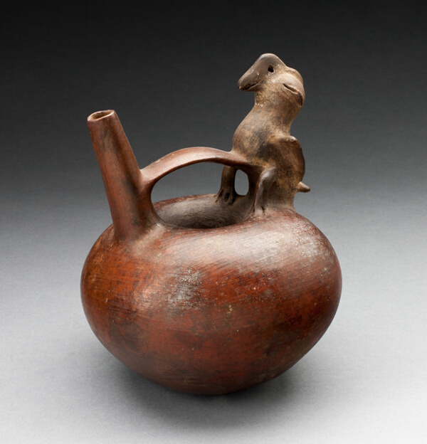 Single Spout Vessel with Bird Attached to Strap Handle