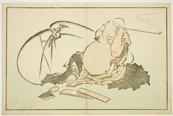 Hotei Smoking his Pipe, from The Picture Book of Realistic Paintings of Hokusai (Hokusai shashin gafu)
