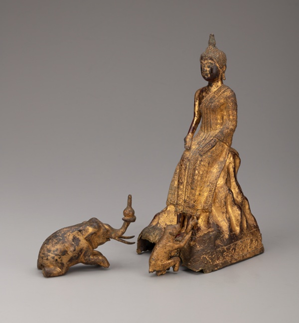 Buddha Meditating in the Forest Attended by Animals