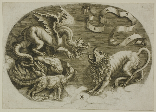 Lion, Dragon and Fox