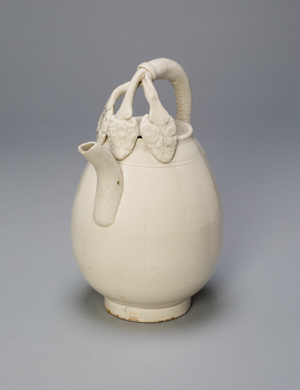 Melon-Shaped Ewer with Triple-Strand Handle and Floral Tendrils