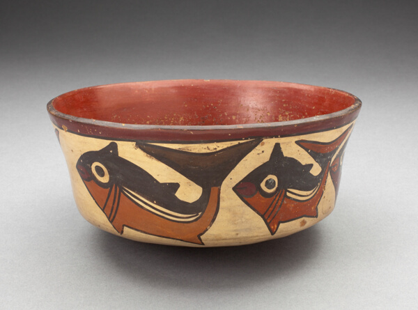 Bowl Depicting Fish, Sharks, or Whales