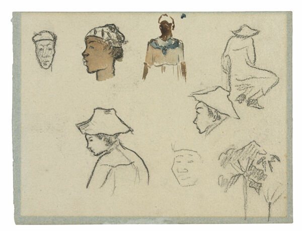 Sketches of Figures and Foliage (recto); Profile of Charles Laval with Palm Tree and Other Sketches (verso)