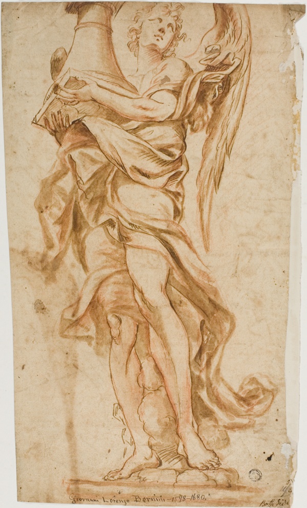 Study after Bernini's Angel sculpture at Ponte Sant'Angelo (recto); Copy of Africa Group (verso)