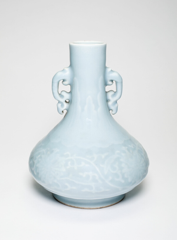 Vase with Leaf Scroll Handles and Floral Spray Design